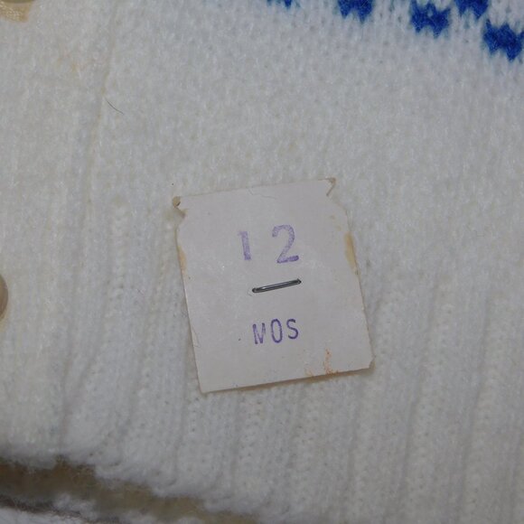VTG Blue Bird Knitwear Baby 12M Cardigan Sweater White Red Bear Monkey with Tag - Picture 3 of 8